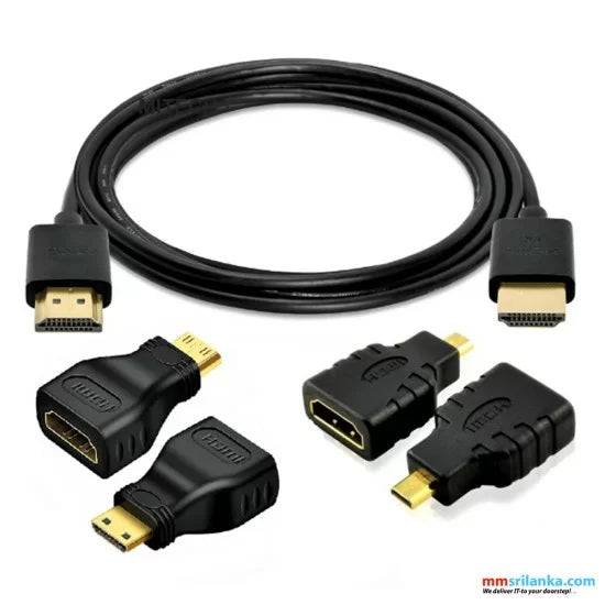 Kit 3 En 1 Hdmi , Cable 1.5 Mts + Adaptadores Micro Y Mini