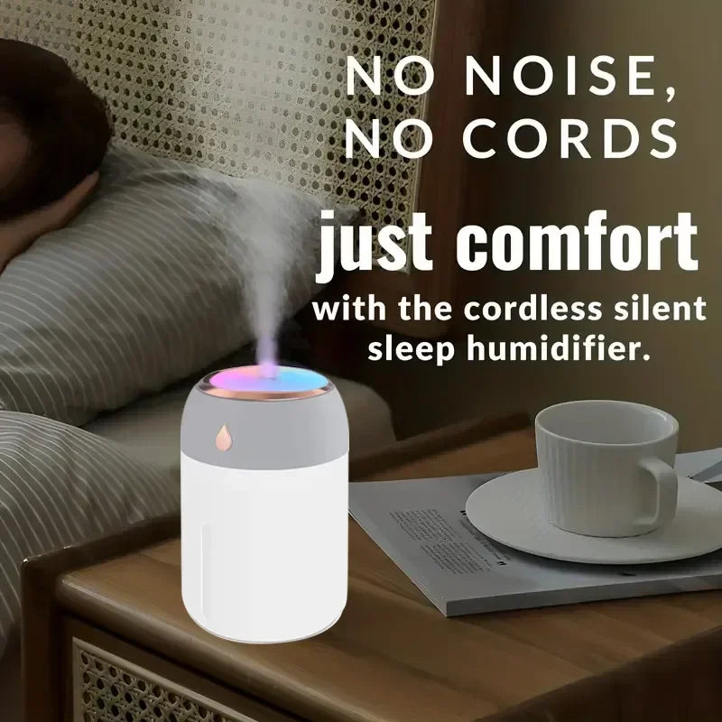 Mini Humidificador portátil USB / Difusor de aroma con luz LED fría.