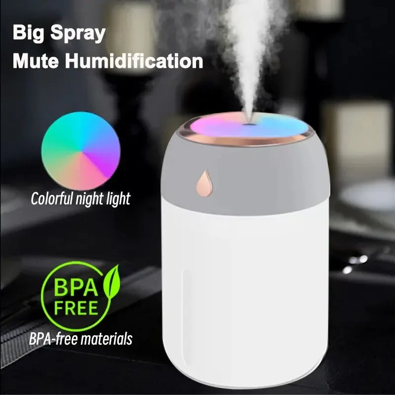 Mini Humidificador portátil USB / Difusor de aroma con luz LED fría.