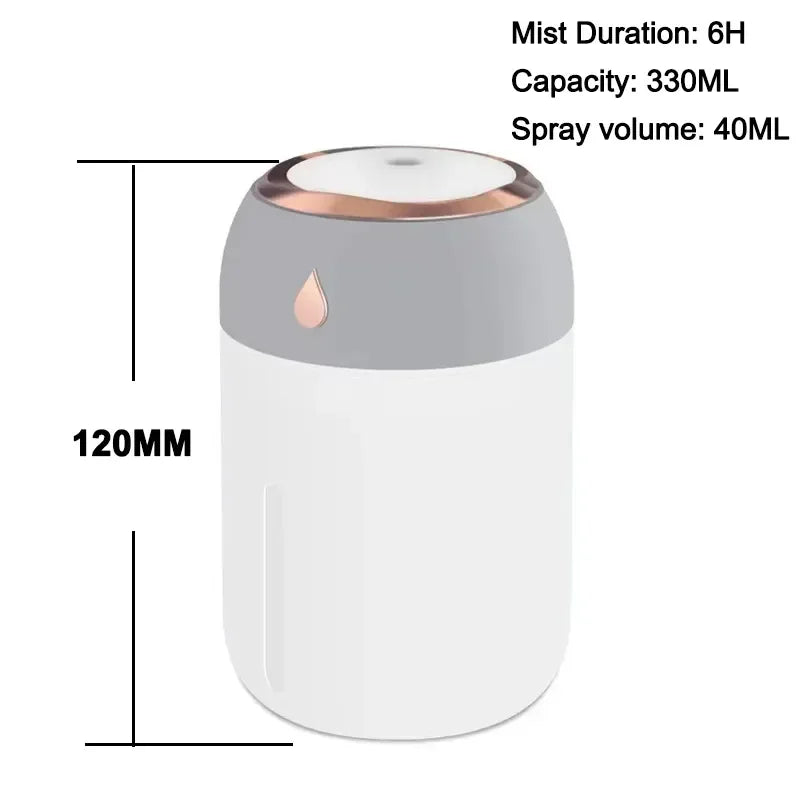 Mini Humidificador portátil USB / Difusor de aroma con luz LED fría.