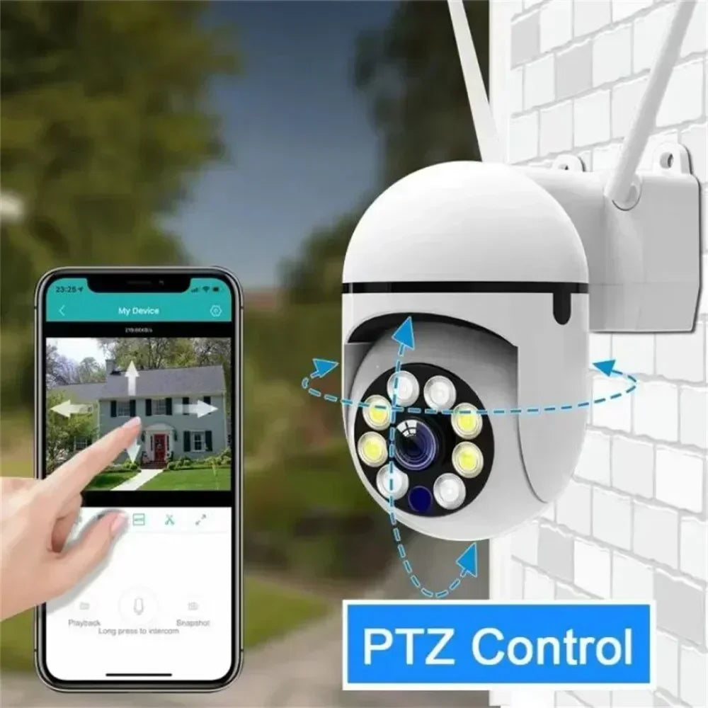 Cámara PTZ de vigilancia de seguridad inalámbrica de 8MP, Wifi, IP, cámaras con Zoom 4X para exteriores, seguimiento humano IA, Audio bidireccional, cámara HD a Color nocturno.